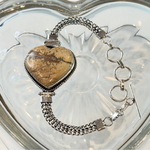 🆕 Picture Jasper Heart Bracelet in 925 Sterling Silver – Artisan Chain Design - Picture 15 of 16